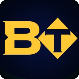 โลโก้ค่ายเกม อักษร B ประกอบลูกศรสีเหลือง ในแถบค่ายเกมหน้าแรก