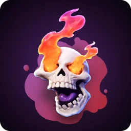 โลโก้ค่ายเกม หัวกะโหลกลุกเป็นไฟ ในแถบค่ายเกมหน้าแรก